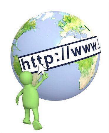 simsearch:400-05007207,k - Puppet with a mouse cursor and Earth. Isolated over white Stock Photo - Budget Royalty-Free & Subscription, Code: 400-04318122