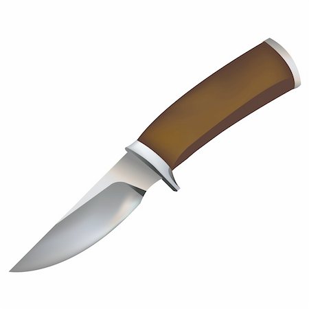 Metal Knife With Wooden Handle, Isolated On White Background, Vector Illustration Stock Photo - Budget Royalty-Free & Subscription, Code: 400-04319185