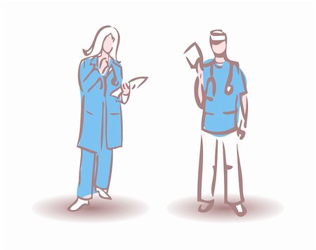 stethoscope drawing - Doctors man and woman icons Stock Photo - Budget Royalty-Free & Subscription, Code: 400-04319973