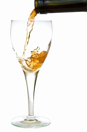 drunk studio - Filling a glass with white wine, drink, on white background Stock Photo - Budget Royalty-Free & Subscription, Code: 400-04310575
