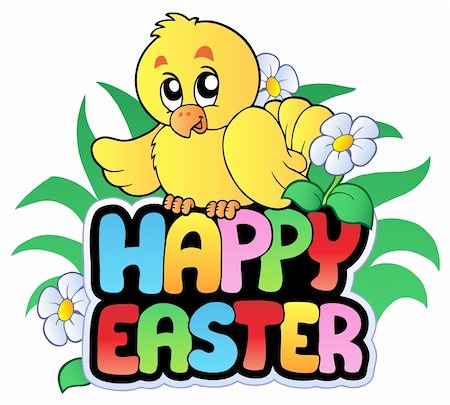 simsearch:400-04258210,k - Happy Easter sign with chicken - vector illustration. Stock Photo - Budget Royalty-Free & Subscription, Code: 400-04311443