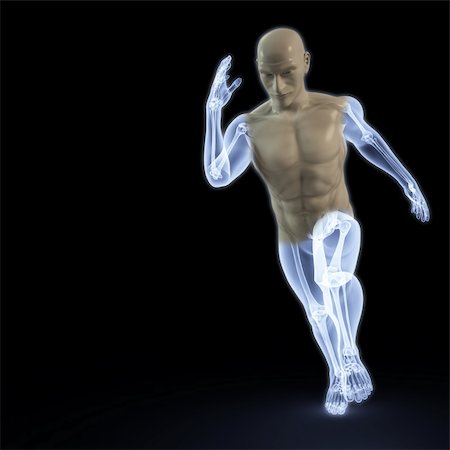 skeleton sport - the body of a man running under the X-rays. isolated on black. Stock Photo - Budget Royalty-Free & Subscription, Code: 400-04311868