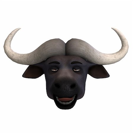 very cute and funny cartoon buffalo. 3D rendering with clipping path and shadow over white Stock Photo - Budget Royalty-Free & Subscription, Code: 400-04311911