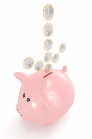 simsearch:400-06077471,k - High quality 3d image of an arrow made out of coins pointing towards a piggy bank Stock Photo - Budget Royalty-Free & Subscription, Code: 400-04312724