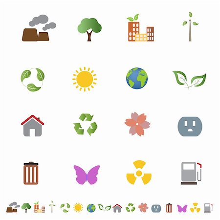 Environment related clean energy and ecology icon set Stock Photo - Budget Royalty-Free & Subscription, Code: 400-04313457