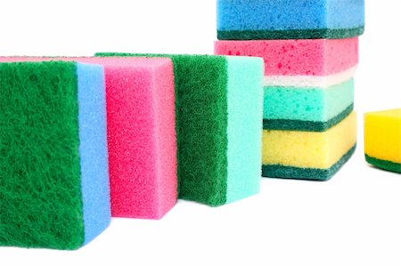 Colorful sponges isolated on white background. Stock Photo - Budget Royalty-Free & Subscription, Code: 400-04313724