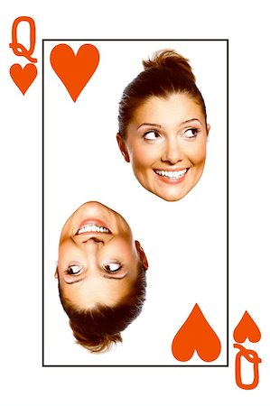 face cards queen - A picture of a queen card with a real face over white background Stock Photo - Budget Royalty-Free & Subscription, Code: 400-04313764