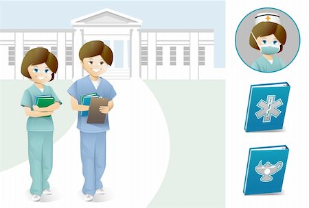 A female and male nurse students going to college. Stock Photo - Budget Royalty-Free & Subscription, Code: 400-04324302