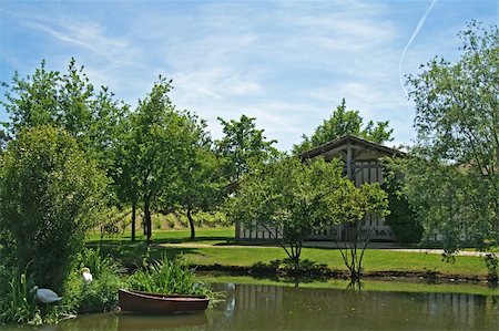 porch wicker - pond in Bordeaux, vineyard Stock Photo - Budget Royalty-Free & Subscription, Code: 400-04324928