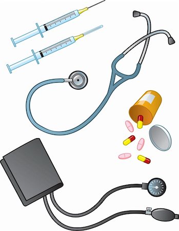 pills vector - A collection of commonly used medical supplies, instruments, and medications. Stock Photo - Budget Royalty-Free & Subscription, Code: 400-04325093