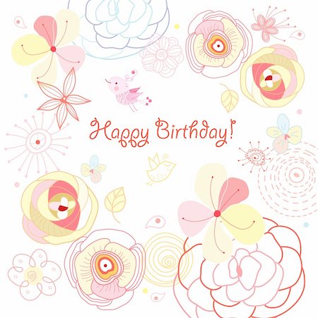 Flower warm greeting on his birthday on a white background Stock Photo - Budget Royalty-Free & Subscription, Code: 400-04325232