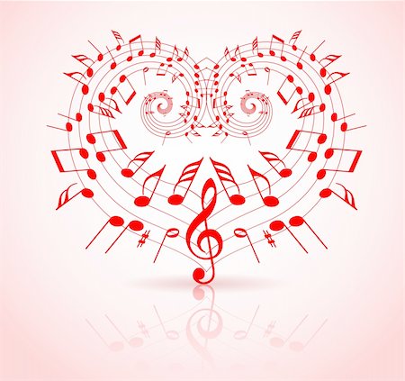 decorative music note - Valentines day music theme - notes thats make a heart Stock Photo - Budget Royalty-Free & Subscription, Code: 400-04325469