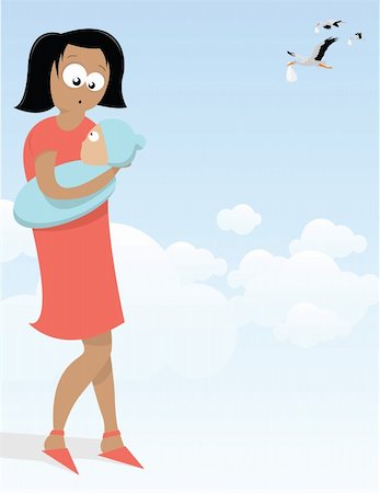 vector illustration of a mother and her baby Stock Photo - Budget Royalty-Free & Subscription, Code: 400-04325655