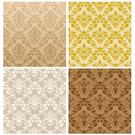simsearch:400-05264188,k - Damask seamless vector pattern set.  For easy making seamless pattern just drag all group into swatches bar, and use it for filling any contours. Foto de stock - Super Valor sin royalties y Suscripción, Código: 400-04326014
