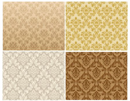 simsearch:400-05264188,k - Damask seamless vector pattern set.  For easy making seamless pattern just drag all group into swatches bar, and use it for filling any contours. Foto de stock - Super Valor sin royalties y Suscripción, Código: 400-04326015