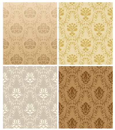 simsearch:400-05264188,k - Damask seamless vector pattern set.  For easy making seamless pattern just drag all group into swatches bar, and use it for filling any contours. Foto de stock - Super Valor sin royalties y Suscripción, Código: 400-04326016