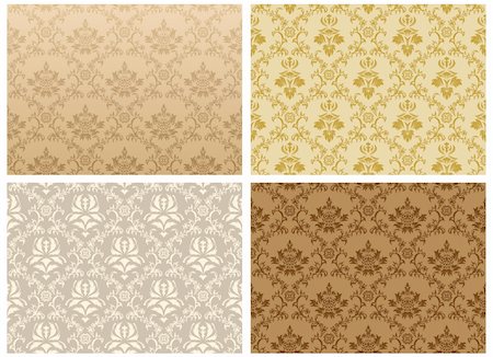 simsearch:400-05264188,k - Damask seamless vector pattern set.  For easy making seamless pattern just drag all group into swatches bar, and use it for filling any contours. Foto de stock - Super Valor sin royalties y Suscripción, Código: 400-04326017