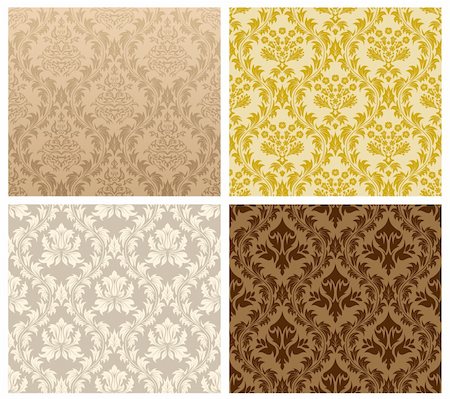 simsearch:400-05264188,k - Damask seamless vector pattern set.  For easy making seamless pattern just drag all group into swatches bar, and use it for filling any contours. Foto de stock - Super Valor sin royalties y Suscripción, Código: 400-04326013
