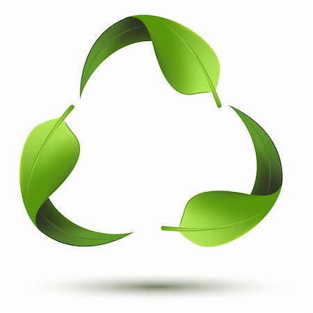illustration of recycle symbol with leaf on isolated background Stock Photo - Budget Royalty-Free & Subscription, Code: 400-04327027