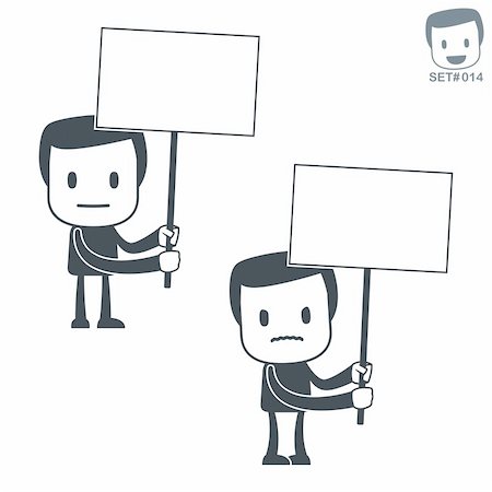 protester holding sign - Vector illustration of a simple cute characters for use in presentations, manuals, design, etc. Stock Photo - Budget Royalty-Free & Subscription, Code: 400-04327737