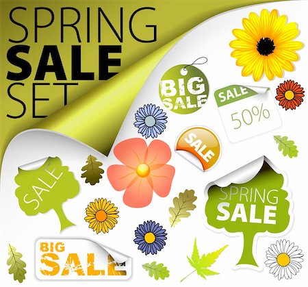 simsearch:400-04659792,k - Set of fresh spring discount tickets, labels, stamps, stickers, corners, tags (vector) Stock Photo - Budget Royalty-Free & Subscription, Code: 400-04327889