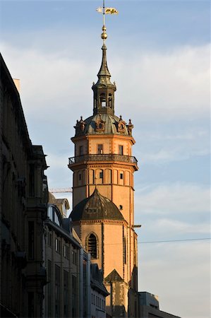 Leipzig church tower in the evening sun Stock Photo - Budget Royalty-Free & Subscription, Code: 400-04328341