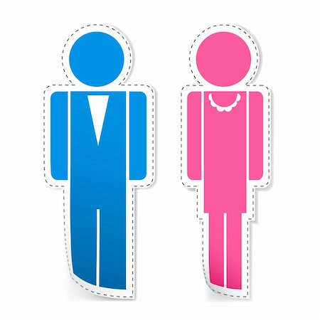 illustration of male and female stickers on isolated background Stock Photo - Budget Royalty-Free & Subscription, Code: 400-04328388