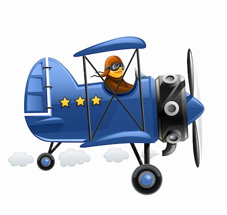 blue airplane with pilot vector illustration isolated on white background Stock Photo - Budget Royalty-Free & Subscription, Code: 400-04328414
