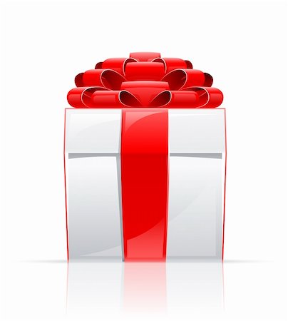 gift box with red bow vector illustration isolated on white background Stock Photo - Budget Royalty-Free & Subscription, Code: 400-04328646