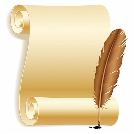 Old paper scroll and feather. Foto de stock - Super Valor sin royalties y Suscripción, Código: 400-04328872