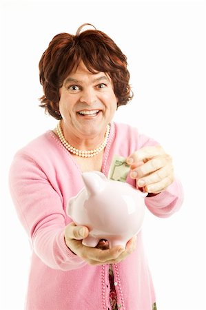 simsearch:841-06031350,k - Cross dressing man saving money to get a sex change operation.  Humorous depiction.  Isolated. Stock Photo - Budget Royalty-Free & Subscription, Code: 400-04328917