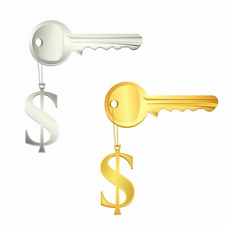 simsearch:400-05688203,k - illustration of gold and silver key with dollar on isolated background Photographie de stock - Aubaine LD & Abonnement, Code: 400-04329073