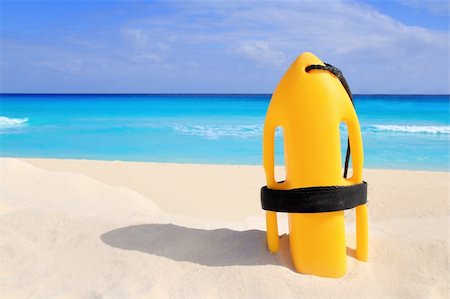 simsearch:400-04329339,k - Baywatch rescue buoy yellow on tropical beach Caribbean sea Stock Photo - Budget Royalty-Free & Subscription, Code: 400-04329339