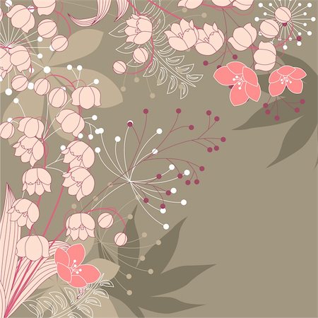 simsearch:400-05364550,k - Brown floral background with contour flowers and plants Photographie de stock - Aubaine LD & Abonnement, Code: 400-04329892