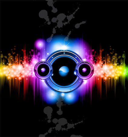 High Tech Futuristic Music Disco Background with glowing Rainbow lights Stock Photo - Budget Royalty-Free & Subscription, Code: 400-04320040