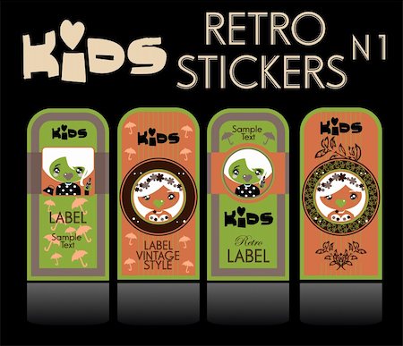 simsearch:400-06472080,k - Kids vector set: vintage labels Stock Photo - Budget Royalty-Free & Subscription, Code: 400-04320058