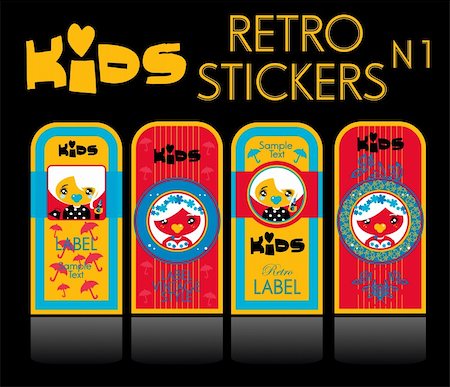 simsearch:400-06472080,k - Kids vector set: vintage labels Stock Photo - Budget Royalty-Free & Subscription, Code: 400-04320059