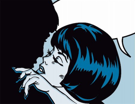 Popart comic 1 Love Vector illustration of a kissing couple love passion kiss Stock Photo - Budget Royalty-Free & Subscription, Code: 400-04320111