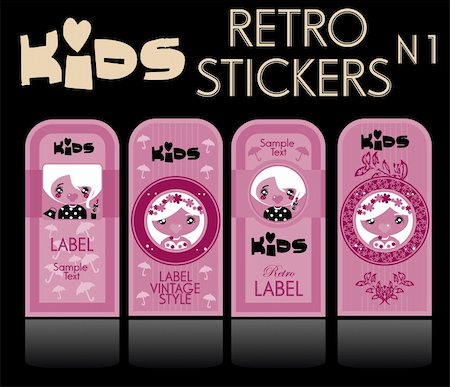 simsearch:400-06472080,k - Kids vector set: vintage labels Stock Photo - Budget Royalty-Free & Subscription, Code: 400-04320165