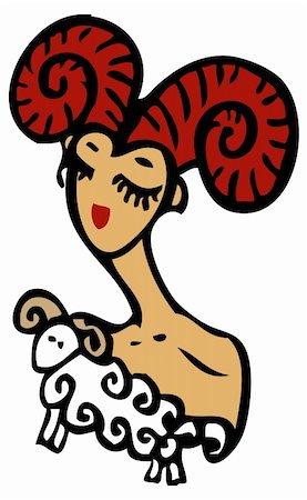 Zodiac signs, icons - aries, Beauty Woman with Ram, sheep symbol Photographie de stock - Aubaine LD & Abonnement, Code: 400-04320536
