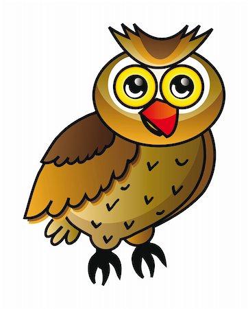 illustration of cartoon owl isolation over white background Stock Photo - Budget Royalty-Free & Subscription, Code: 400-04320660