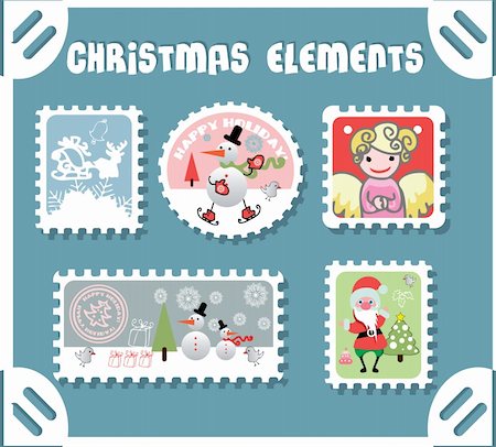 winter postage set Stock Photo - Budget Royalty-Free & Subscription, Code: 400-04320936