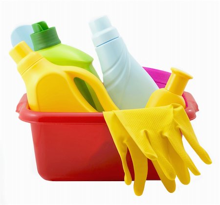 simsearch:400-04287497,k - Banks, bottles with washing-up liquids, gloves lie in basin isolated Stock Photo - Budget Royalty-Free & Subscription, Code: 400-04321568