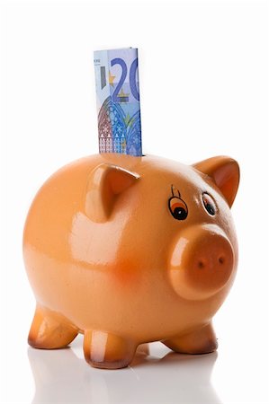 Piggy bank isolated over a white background Stock Photo - Budget Royalty-Free & Subscription, Code: 400-04322172