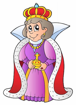 Happy queen on white background - vector illustration. Stock Photo - Budget Royalty-Free & Subscription, Code: 400-04322844