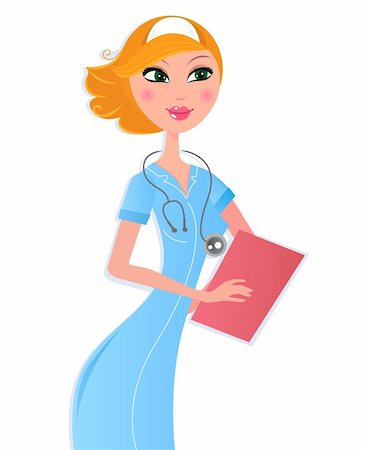 Blond hair nurse with document. Vector Illustration. Stock Photo - Budget Royalty-Free & Subscription, Code: 400-04322952