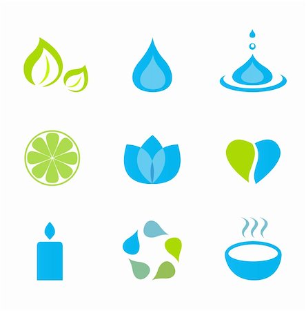 simsearch:400-05891430,k - Vector icon collection of water and nature icons. Stock Photo - Budget Royalty-Free & Subscription, Code: 400-04323809