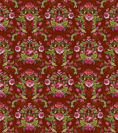 simsearch:400-06454217,k - Seamless Damask floral background pattern with flowers. Vector illustration. Stock Photo - Budget Royalty-Free & Subscription, Code: 400-04323988