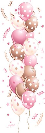 pink background bordered with party balloon - Illustration of pink holiday balloons border Foto de stock - Super Valor sin royalties y Suscripción, Código: 400-04334228