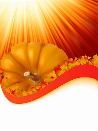 Abstract Classical autumn card with pumpkin and leafs. EPS 8 vector file included Stock Photo - Budget Royalty-Free & Subscription, Code: 400-04334453